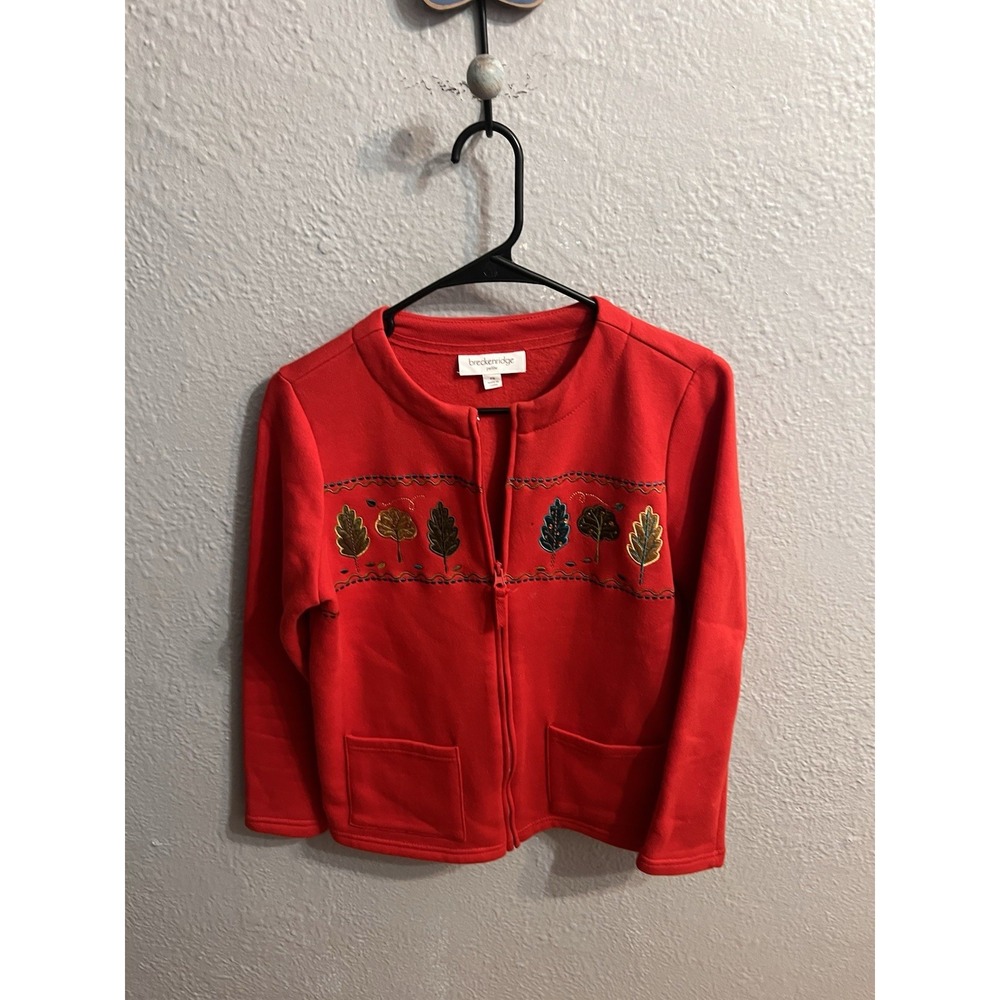 Breckenridge Red Floral Embroidery Button Size PS Shirt